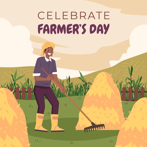 Flat farmer's day celebration illustration