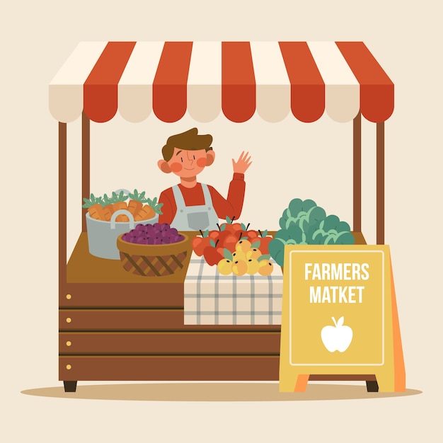 Free Vector flat farmers market illustration