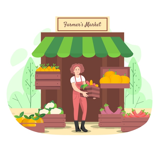 Free Vector flat farmers market illustration