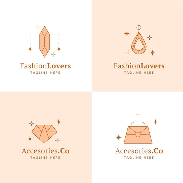 Flat fashion accessories logo pack