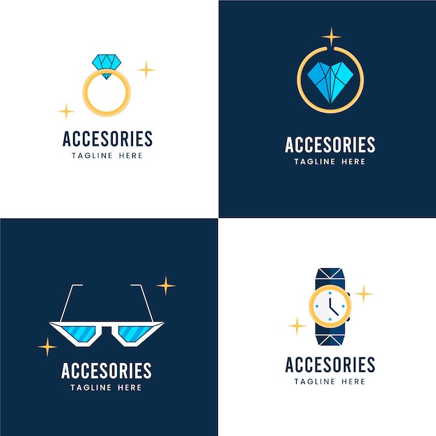 Flat fashion accessories logo pack