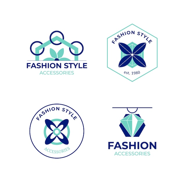 Flat fashion accessories logo pack