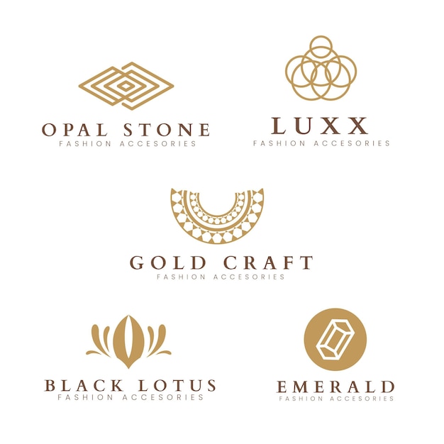 Flat fashion accessories logo set