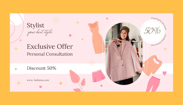 Free Vector flat fashion stylist career sale banner template