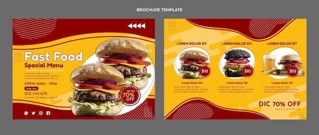 Free Vector flat fast food brochure