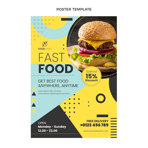 Free Vector flat fast food poster template