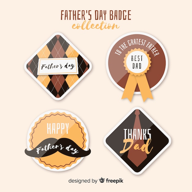 Free vector flat father's day badge collection