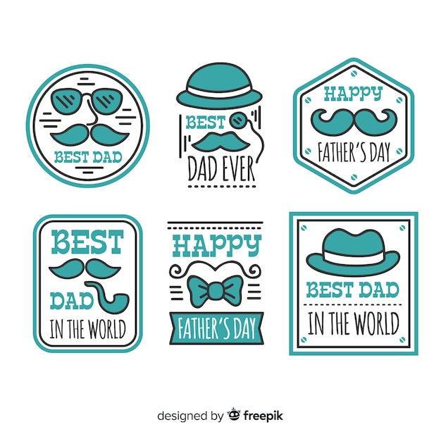 Free vector flat father's day badge collection