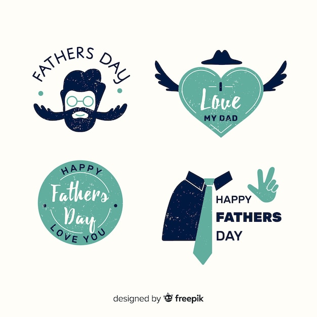 Flat father's day badge collection