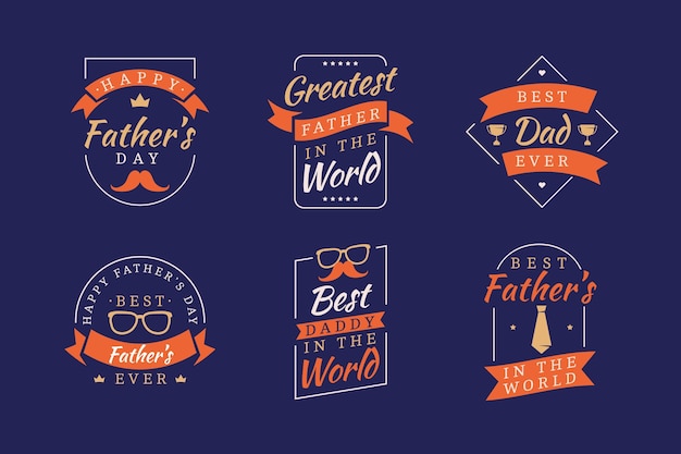 Free vector flat father's day badge collection