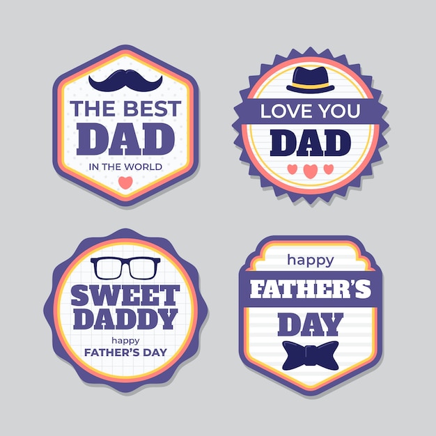 Flat father's day badge collection