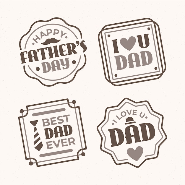 Flat father's day badges collection