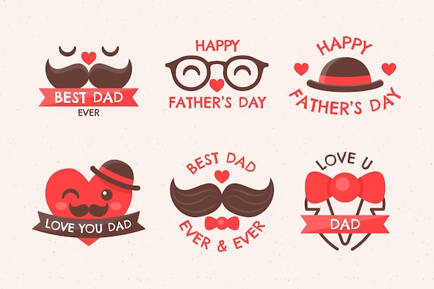 Free vector flat father's day badges collection