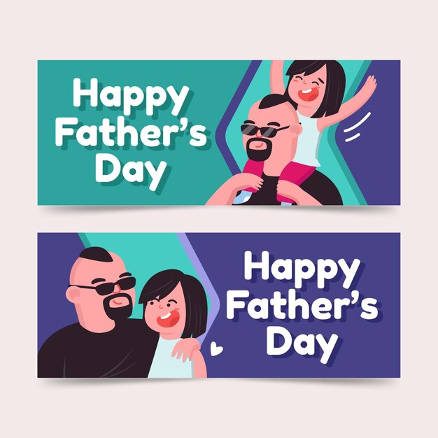 Flat father's day banners set