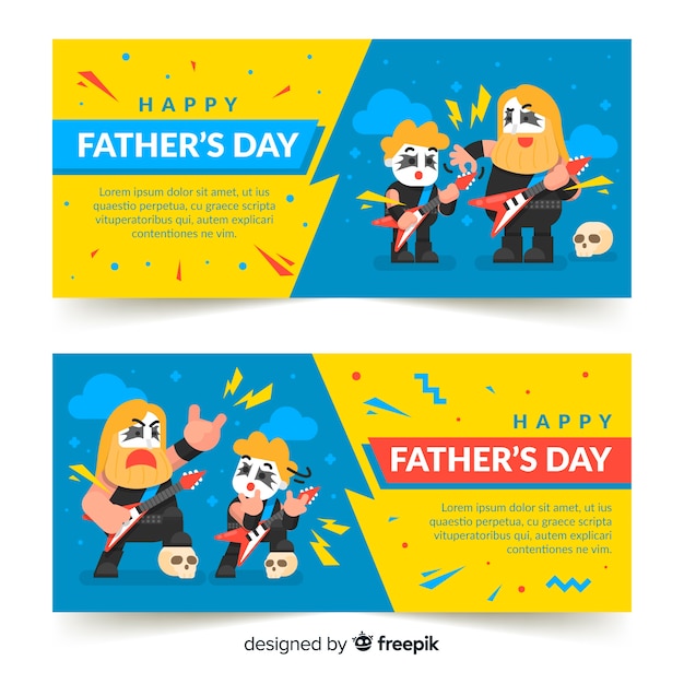 Free Vector flat father's day banners