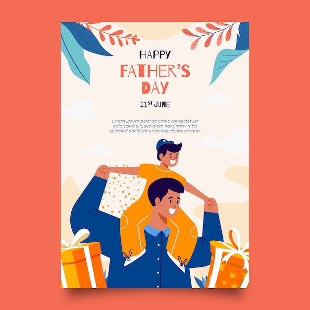 Free Vector flat father's day flyer template