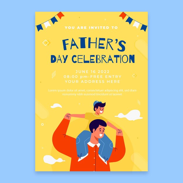 Flat father's day invitation template