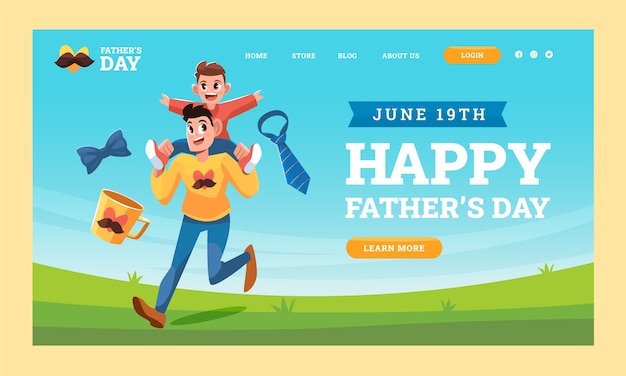 Flat father's day landing page template