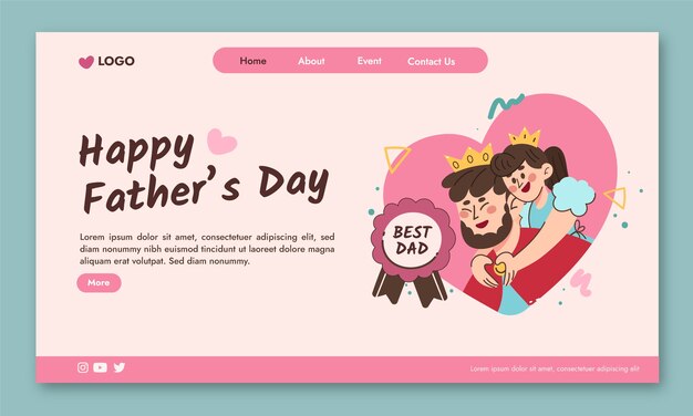 Flat father's day landing page template