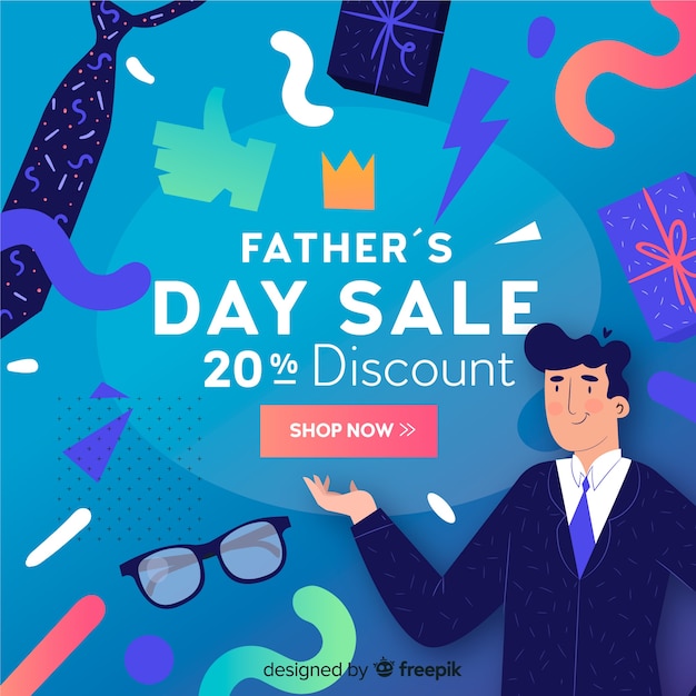 Flat father's day sale background