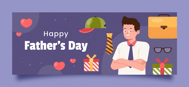 Free Vector flat father's day social media cover template