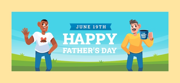 Flat father's day social media cover template