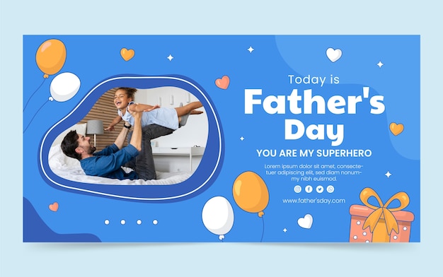 Flat father's day social media promo template