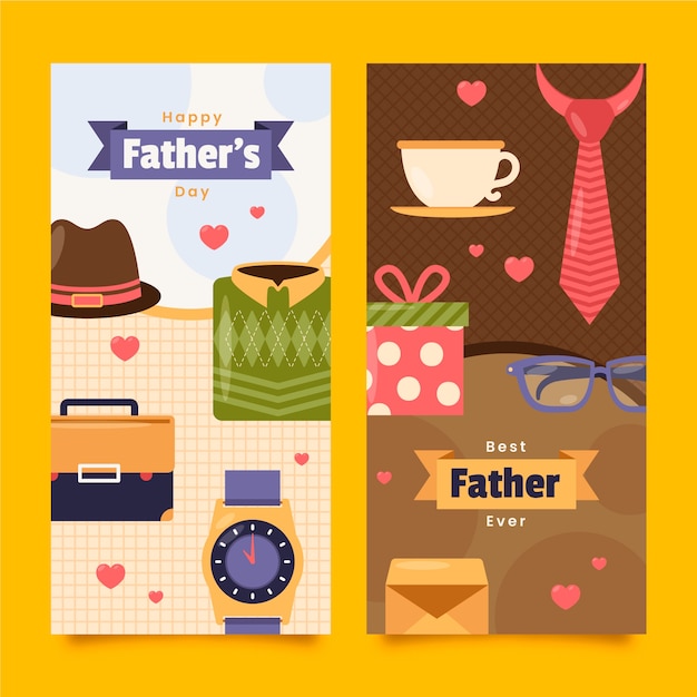 Free Vector flat father's day vertical banners set