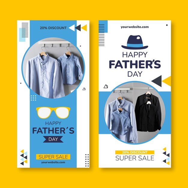 Flat father's day vertical banners set