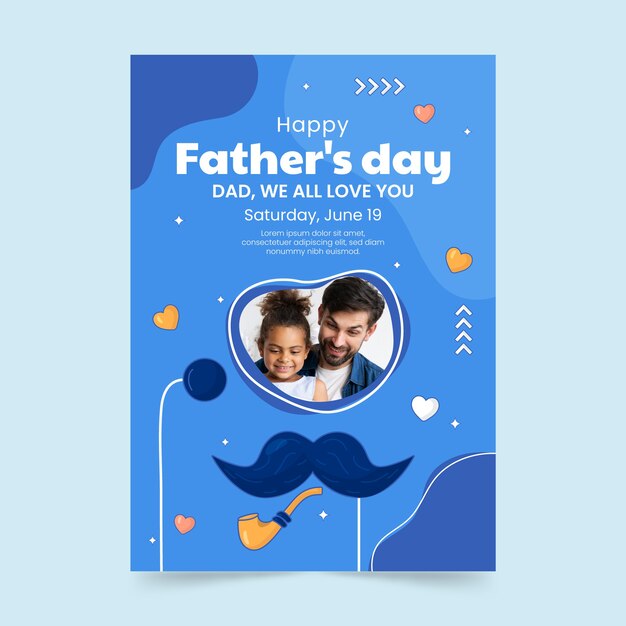 Flat father's day vertical poster template