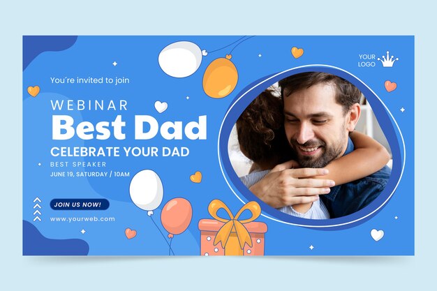 Flat father's day webinar template