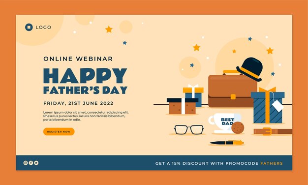 Flat father's day webinar template