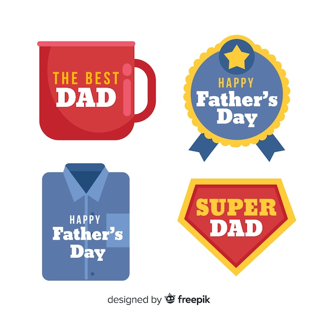 Free vector flat fathers day label collection