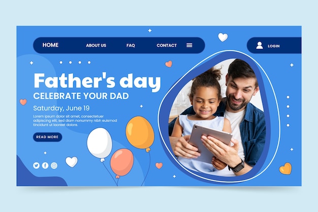 Flat fathers day landing page template