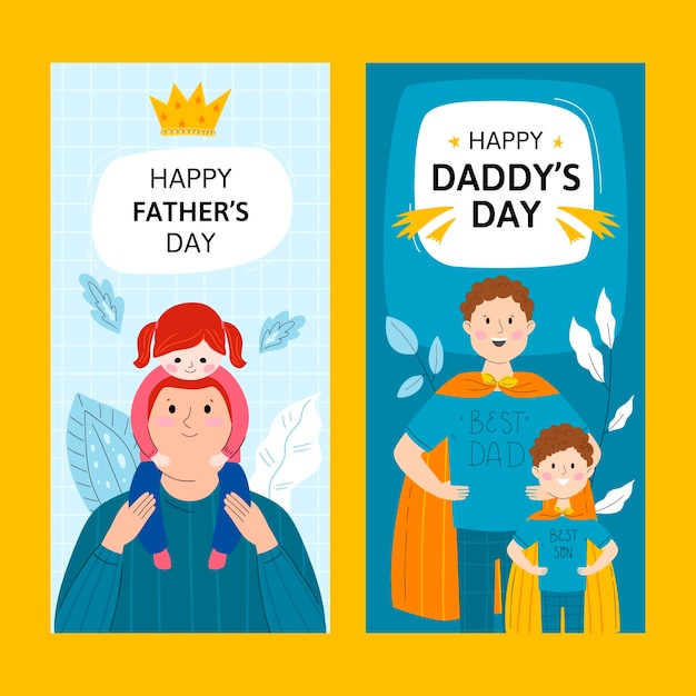 Flat fathers day vertical banners collection