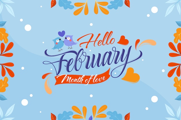 Flat february month of love background