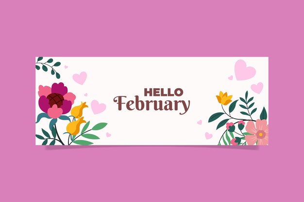 Flat february month of love social media cover template