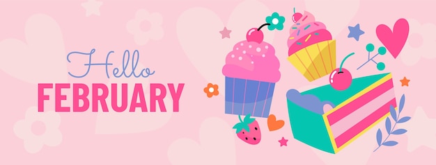 Flat february month of love social media cover template