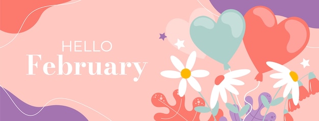 Flat february month of love social media cover template