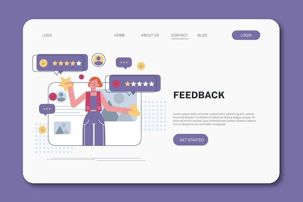 Flat feedback landing page template