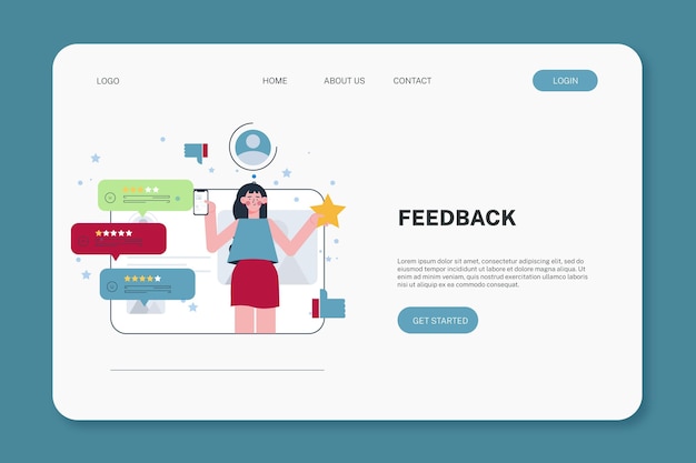 Flat feedback landing page template