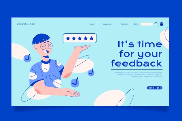 Flat feedback landing page template