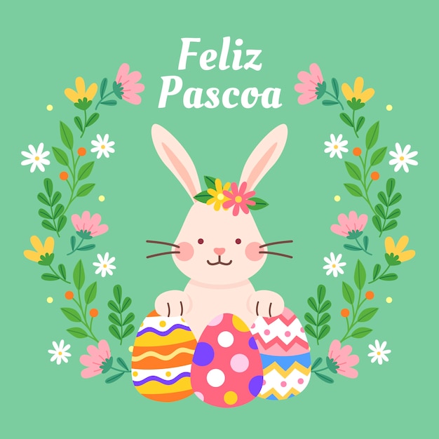 Flat feliz pascoa illustration