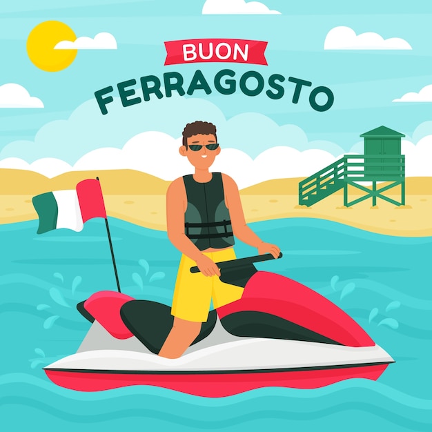 Flat ferragosto illustration