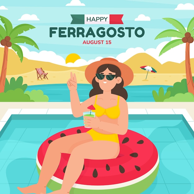 Free Vector flat ferragosto illustration