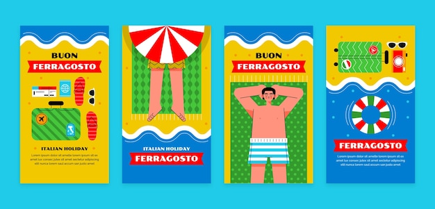 Flat ferragosto instagram stories collection