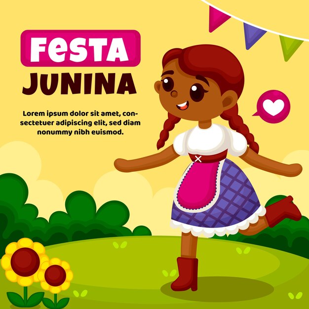 Flat festa junina event background