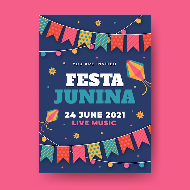 Free Vector flat festa junina flyer template