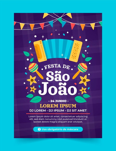 Flat festa junina vertical poster template