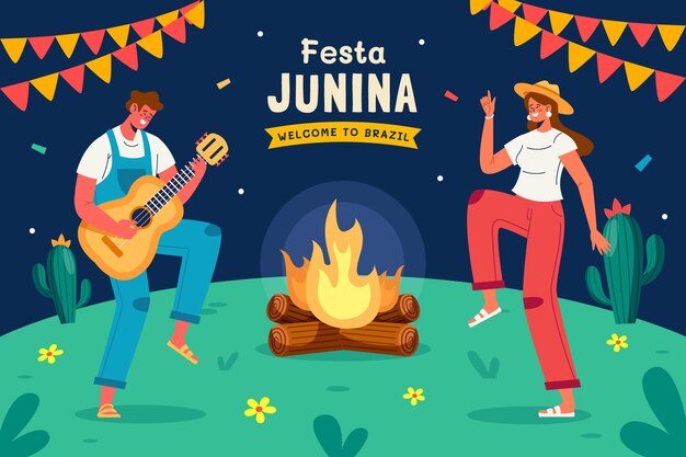 Flat festas juninas background